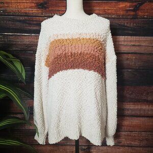 Listicle Sweater M Super Soft Chunky Popcorn Knit Striped Oversized